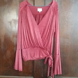 Anthropologie bell sleeve wrap top